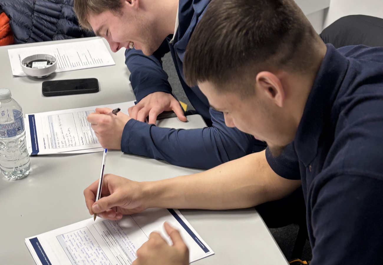 Skills for Security apprentices theory learning in classroom